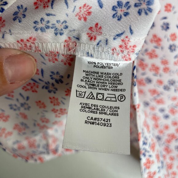 Loft Floral Ruffle Strap Sleeveless Blouse Womens L Red White Blue NWT - Picture 4 of 8